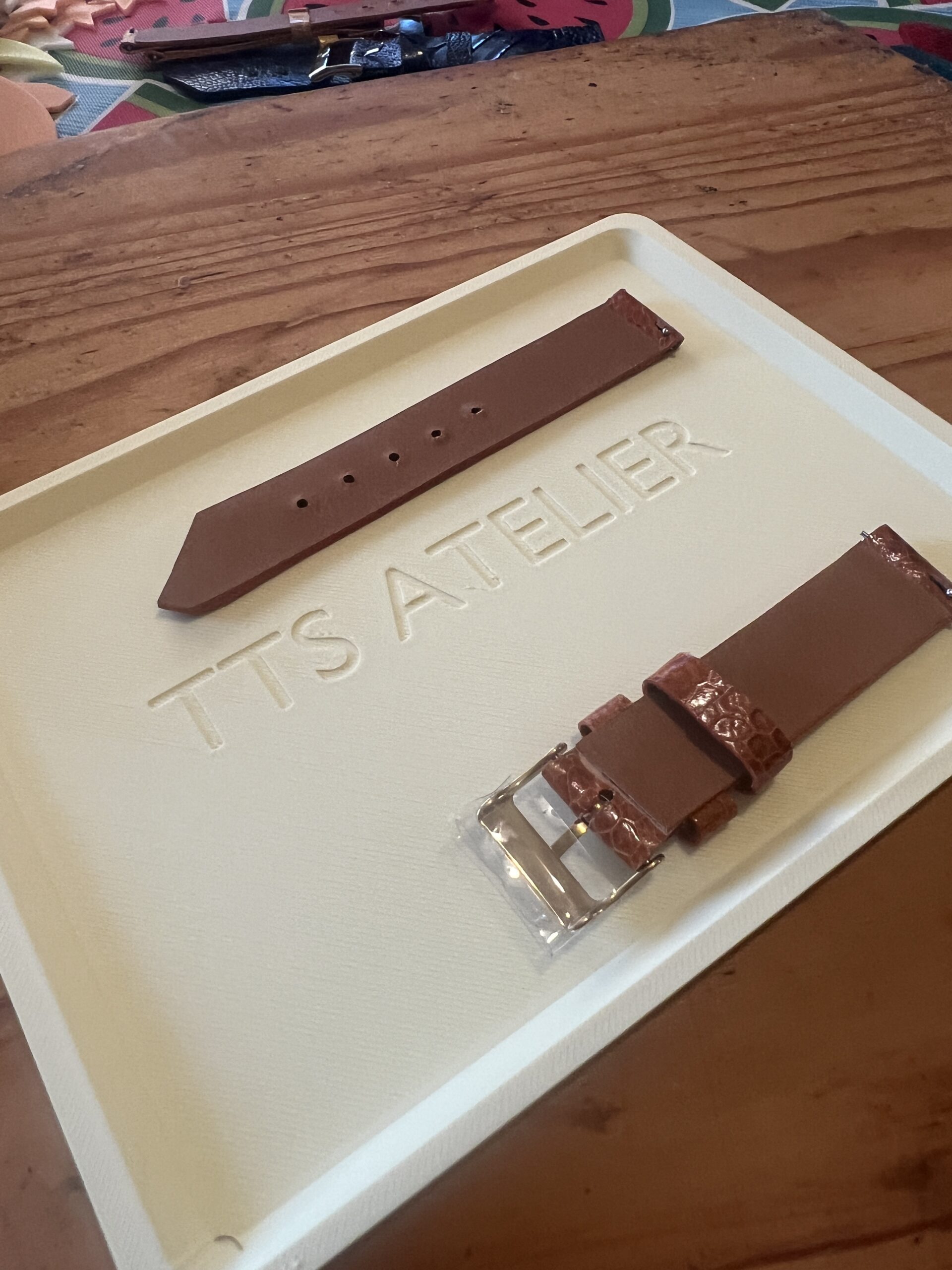 TTS Atelier Ostrich Leg Series Watch Strap In Honey Brown — handmade ostrich leg leather watch strap