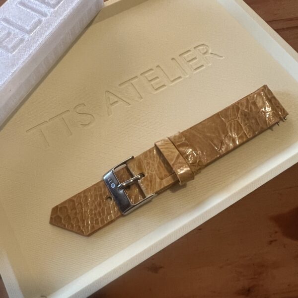 TTS Atelier Ostrich Leg Series Watch Strap In Yellow — handmade ostrich leg leather watch strap