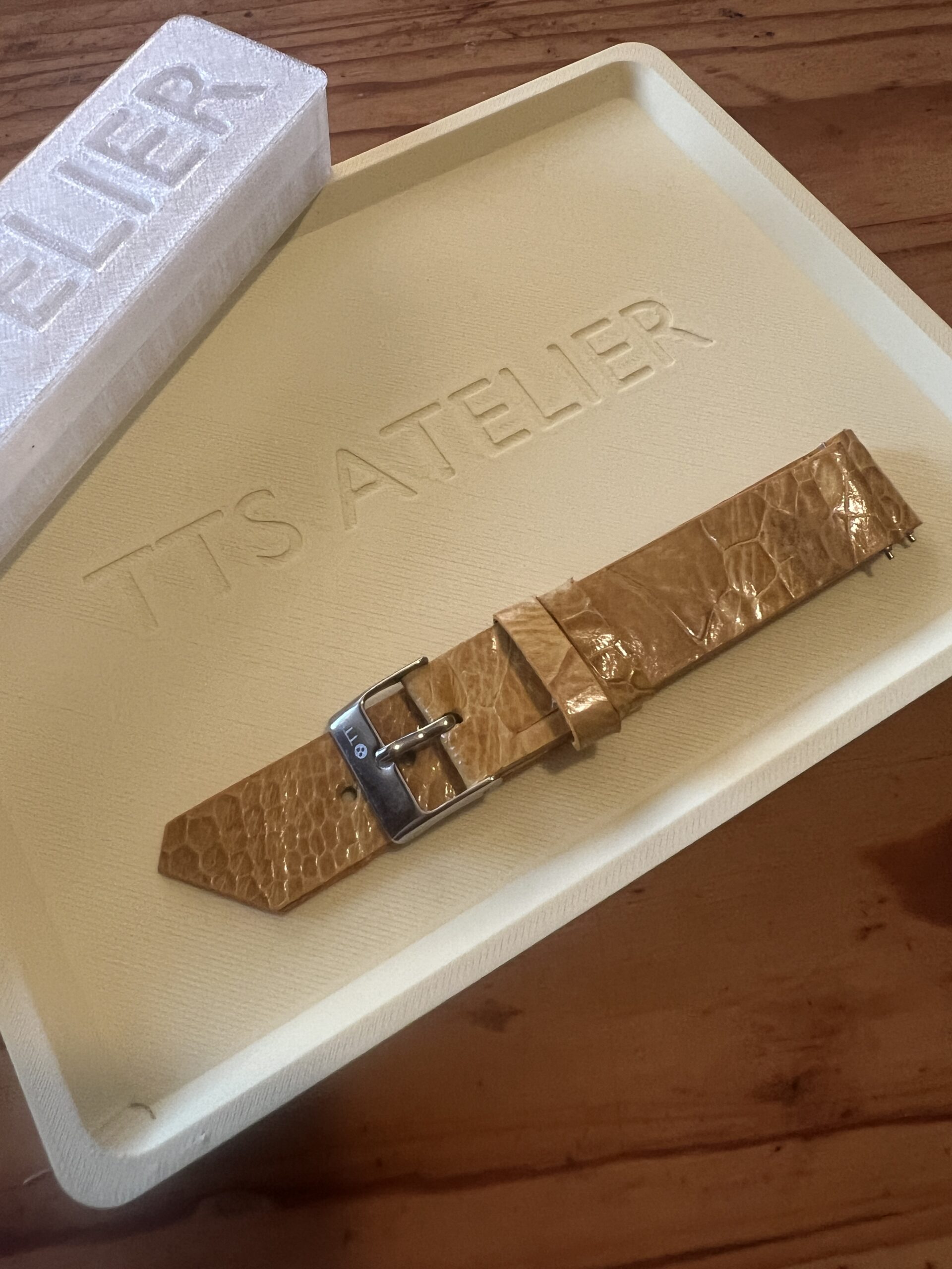 TTS Atelier Ostrich Leg Series Watch Strap In Yellow — handmade ostrich leg leather watch strap