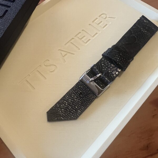 TTS Atelier Ostrich Leg Series Watch Strap In Black — handmade ostrich leg leather watch strap