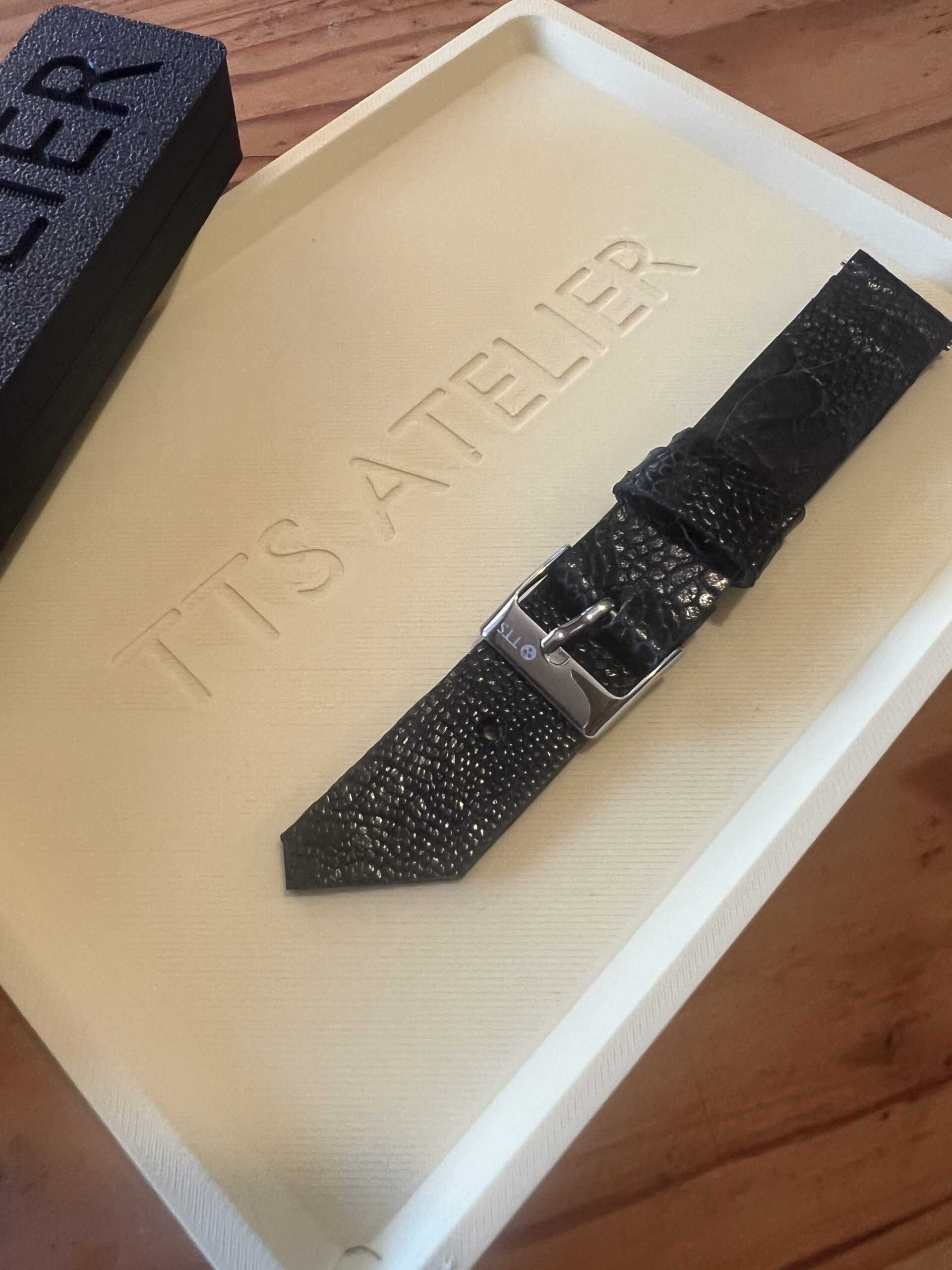 TTS Atelier Ostrich Leg Series Watch Strap In Black — handmade ostrich leg leather watch strap