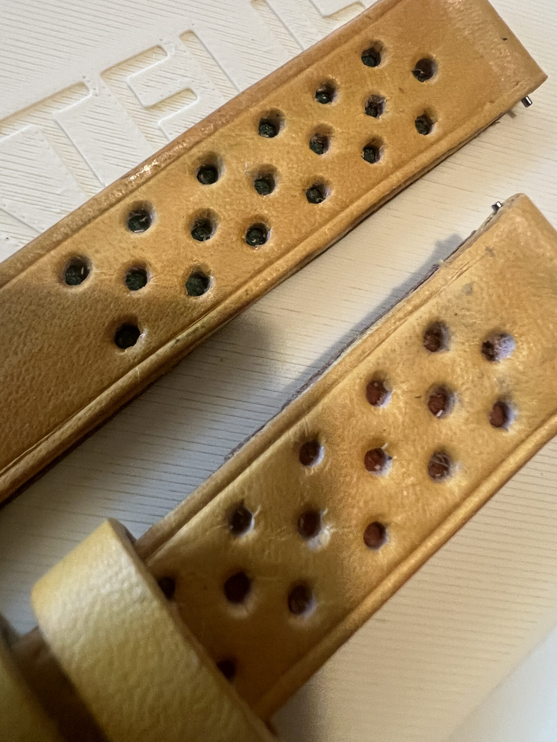 TTS Atelier GTS RALLY Series Watch Strap, Giallo Yellow — handmade perforated rally leather watch strap