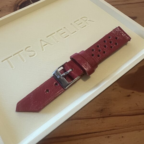 TTS Atelier GTS RALLY Series Watch Strap, Rosso Red — handmade perforated rally leather watch strap
