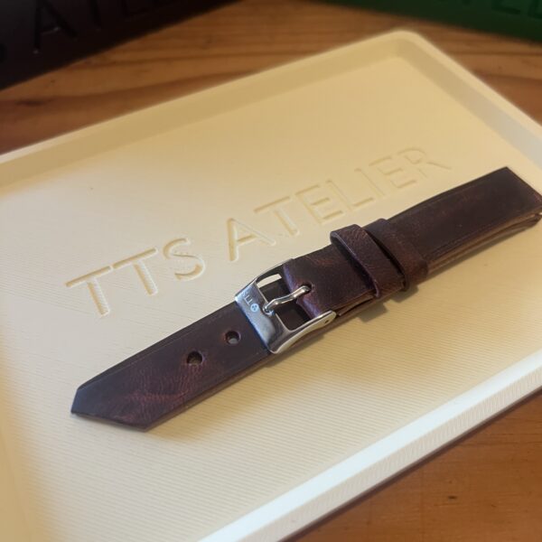 TTS Atelier Pullup Goatskin LE Series Watch Strap in Cherry — handmade pull-up goatskin leather watch strap