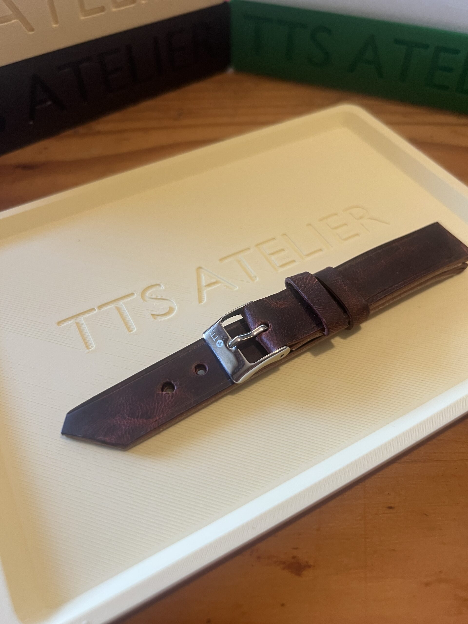 TTS Atelier Pullup Goatskin LE Series Watch Strap in Cherry — handmade pull-up goatskin leather watch strap