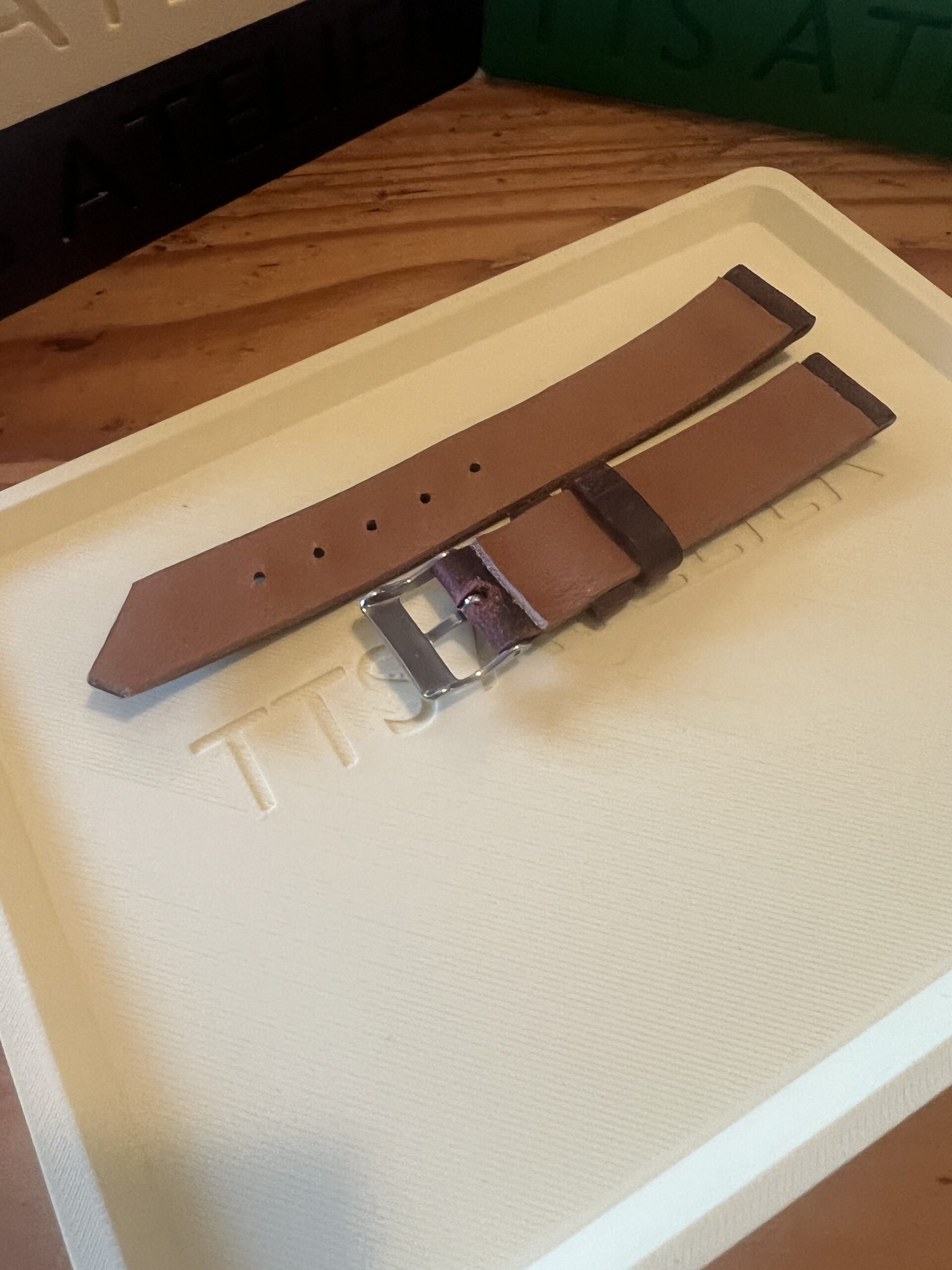 TTS Atelier Pullup Goatskin LE Series Watch Strap in Cherry — handmade pull-up goatskin leather watch strap