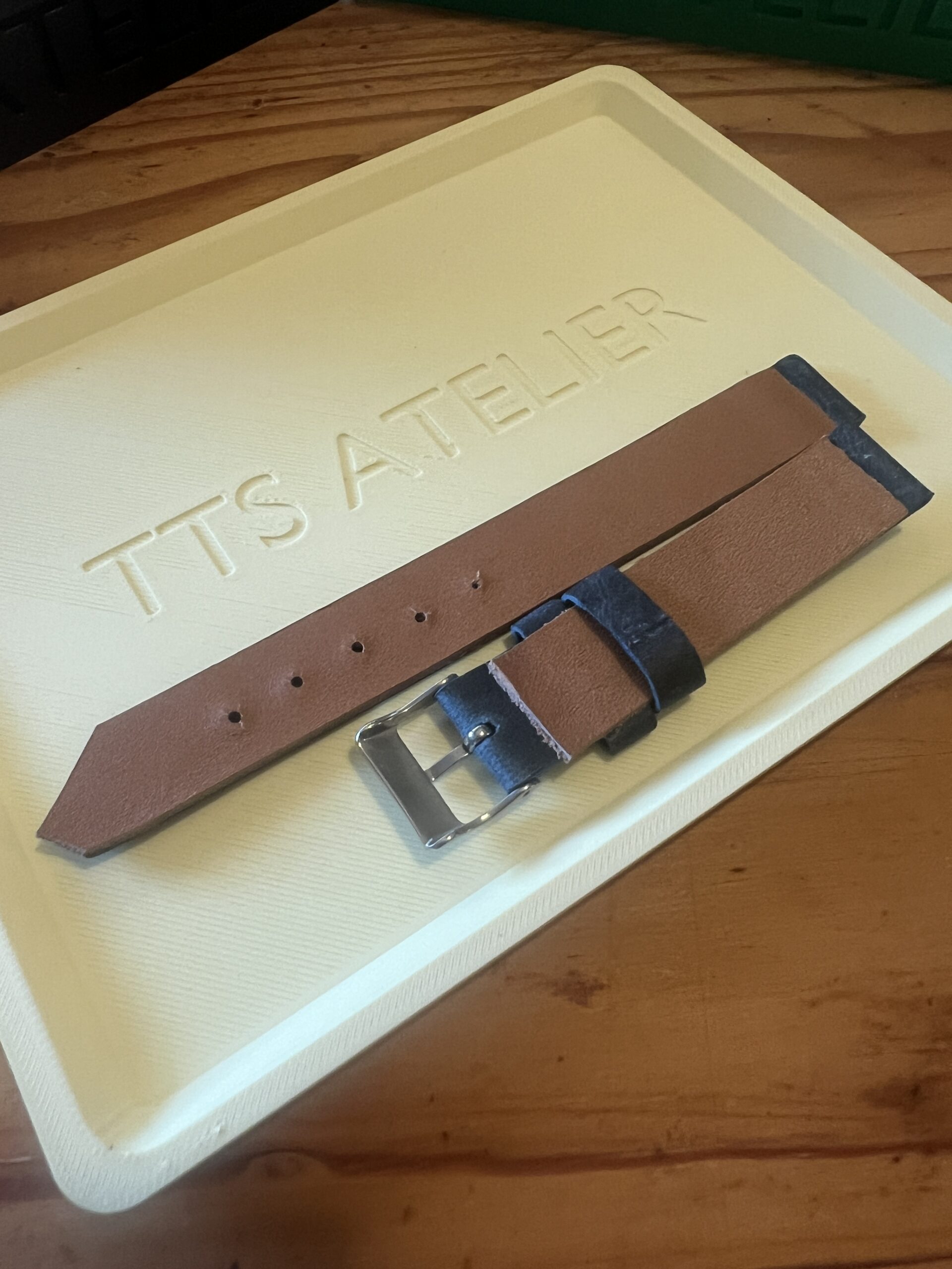 TTS Atelier Pullup Goatskin LE Series Watch Strap in Blue — handmade pull-up goatskin leather watch strap