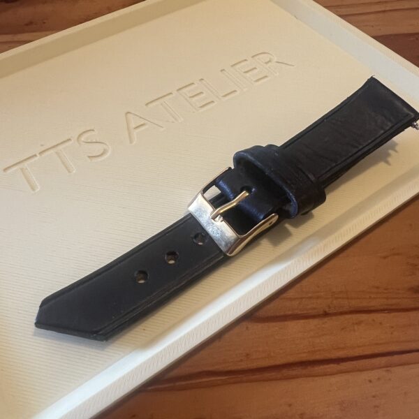 TTS Atelier Dyed Calf MontreHue series watch strap in Black — handmade dyed calf leather watch strap