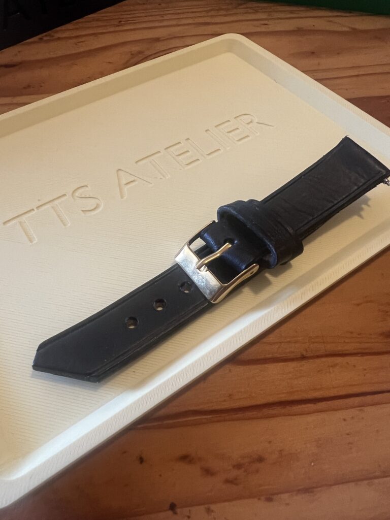 TTS Atelier Dyed Calf MontreHue series watch strap in Black — handmade dyed calf leather watch strap