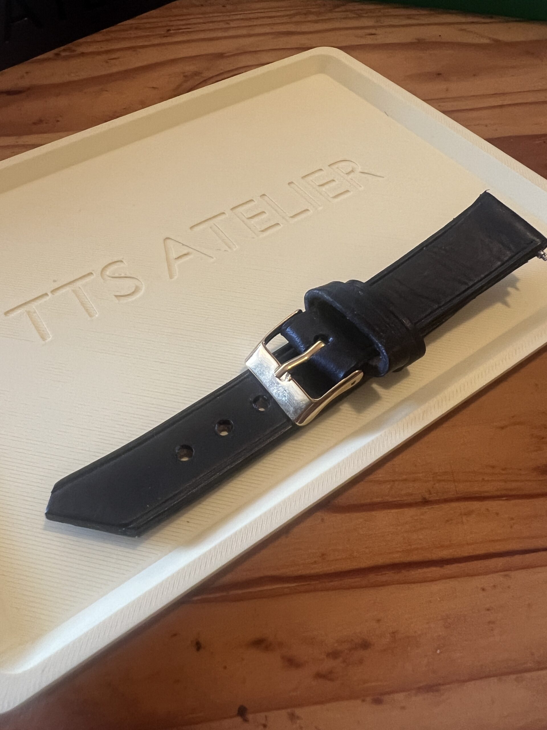 TTS Atelier Dyed Calf MontreHue series watch strap in Black — handmade dyed calf leather watch strap