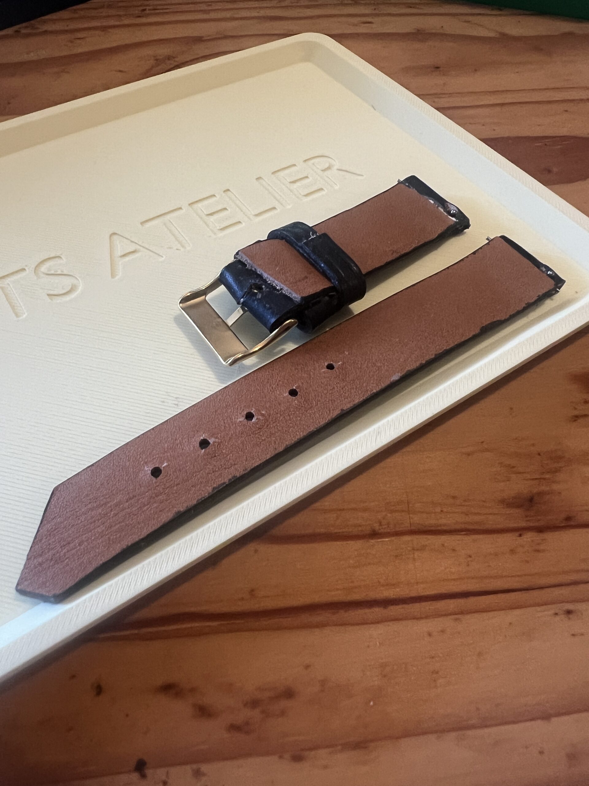 TTS Atelier Dyed Calf MontreHue series watch strap in Black — handmade dyed calf leather watch strap