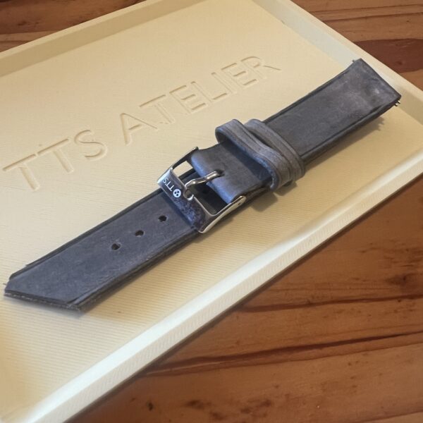 TTS Atelier Dyed Calf MontreHue series watch strap in Argento-Grigio Silver — handmade dyed calf leather watch strap