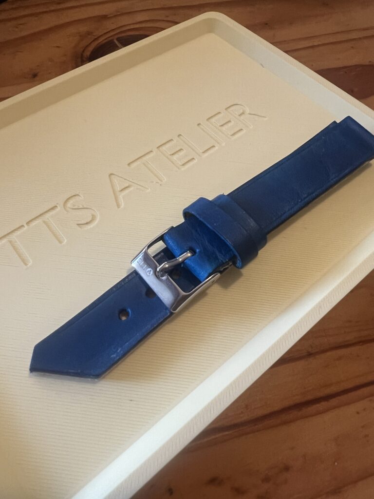 TTS Atelier Dyed Calf MontreHue series watch strap in Cobalt Blue — handmade dyed calf leather watch strap