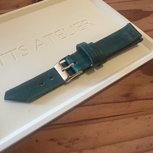 TTS Atelier Dyed Calf MontreHue series watch strap in Emerald Green — handmade dyed calf leather watch strap