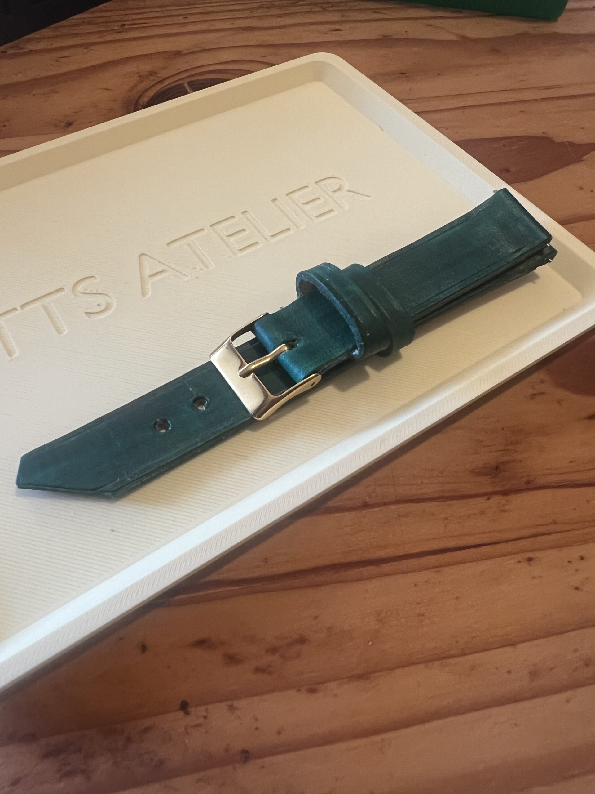 TTS Atelier Dyed Calf MontreHue series watch strap in Emerald Green — handmade dyed calf leather watch strap