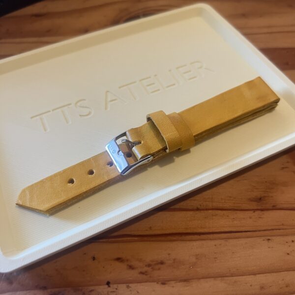 TTS Atelier Dyed Calf MontreHue series watch strap in Giallo Yellow — handmade dyed calf leather watch strap