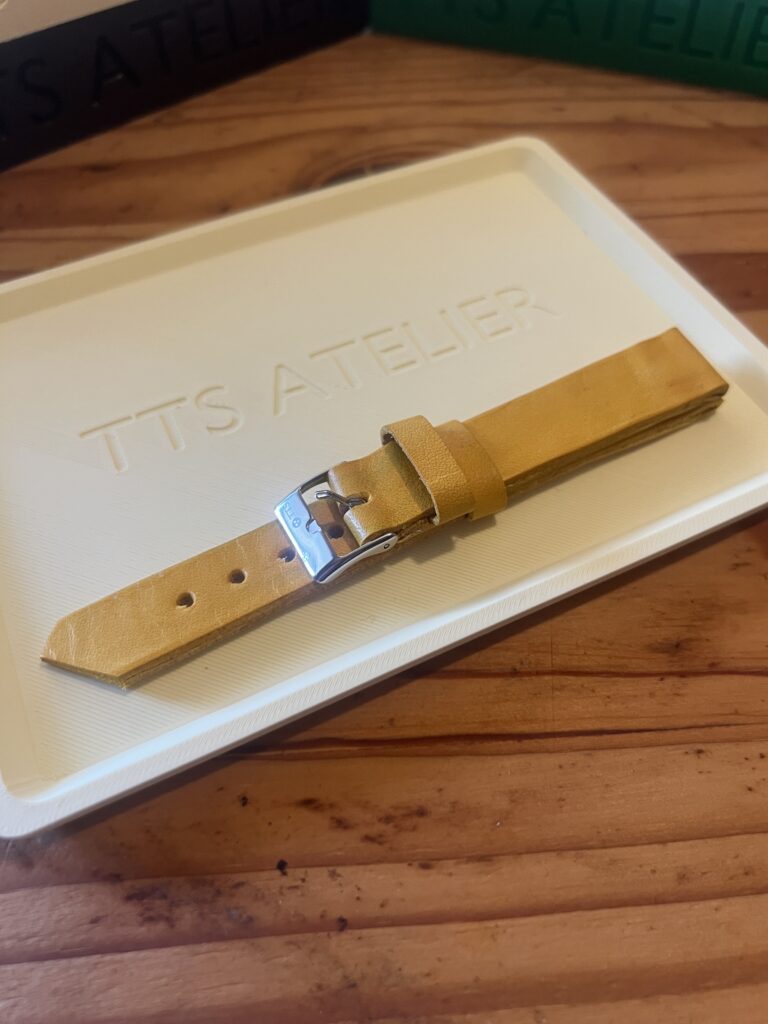 TTS Atelier Dyed Calf MontreHue series watch strap in Giallo Yellow — handmade dyed calf leather watch strap