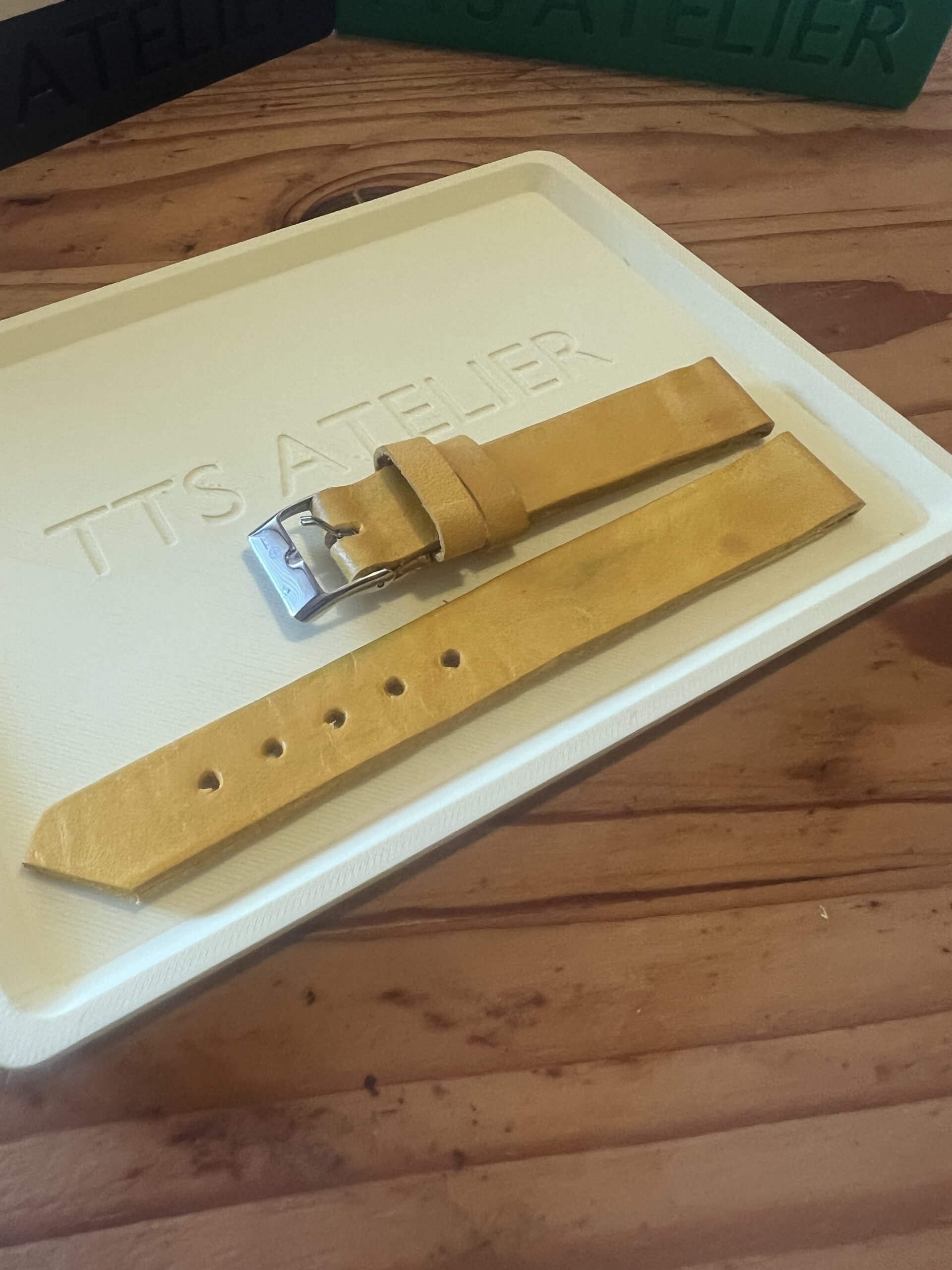 TTS Atelier Dyed Calf MontreHue series watch strap in Giallo Yellow — handmade dyed calf leather watch strap