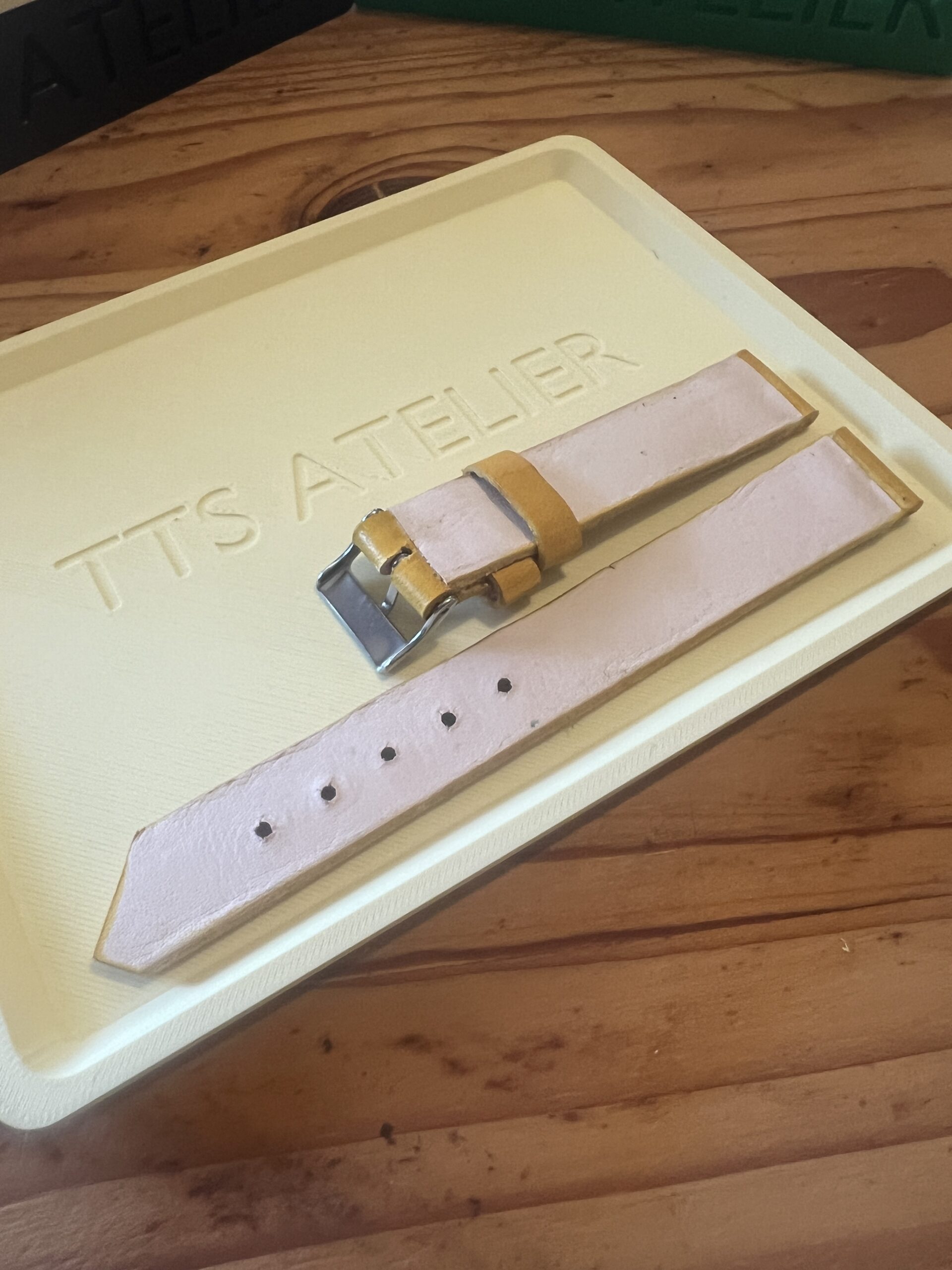 TTS Atelier Dyed Calf MontreHue series watch strap in Giallo Yellow — handmade dyed calf leather watch strap