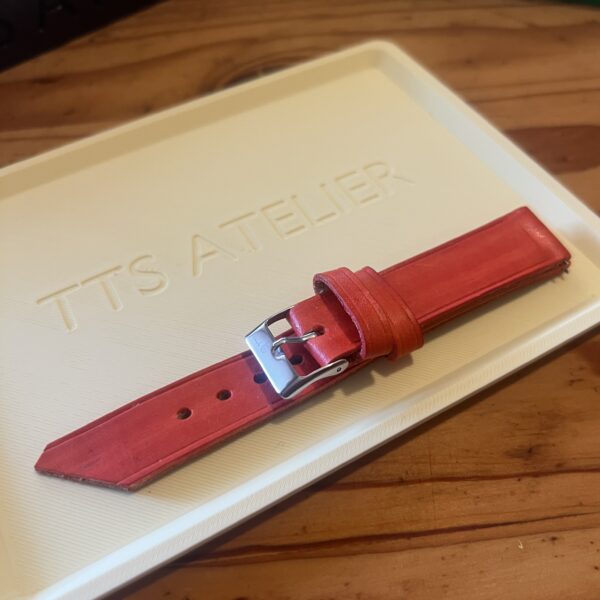 TTS Atelier Dyed Calf MontreHue series watch strap in Fire Orange — handmade dyed calf leather watch strap