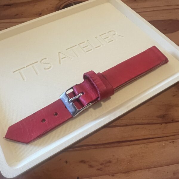TTS Atelier Dyed Calf MontreHue series watch strap in Red — handmade dyed calf leather watch strap