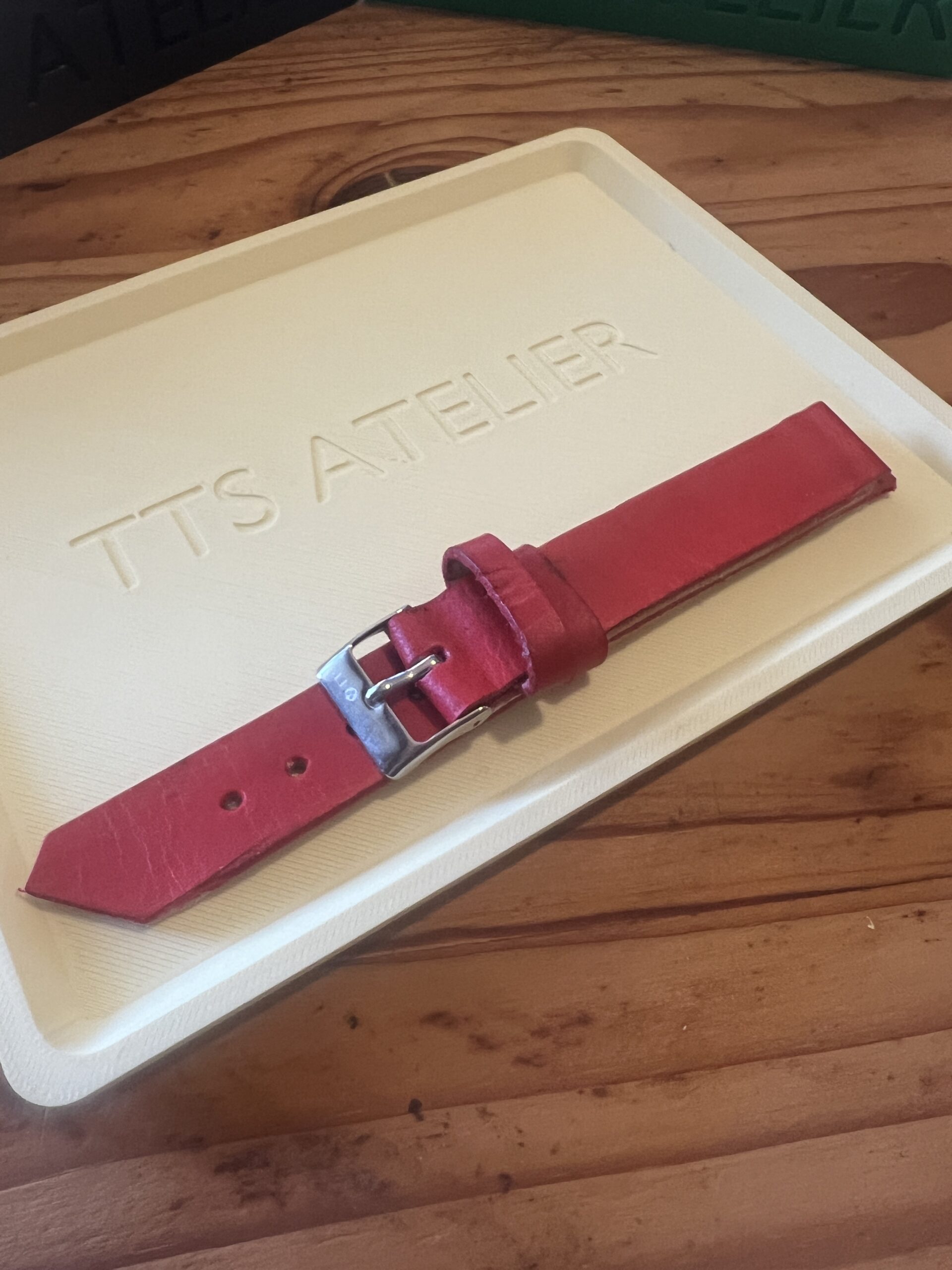 TTS Atelier Dyed Calf MontreHue series watch strap in Red — handmade dyed calf leather watch strap