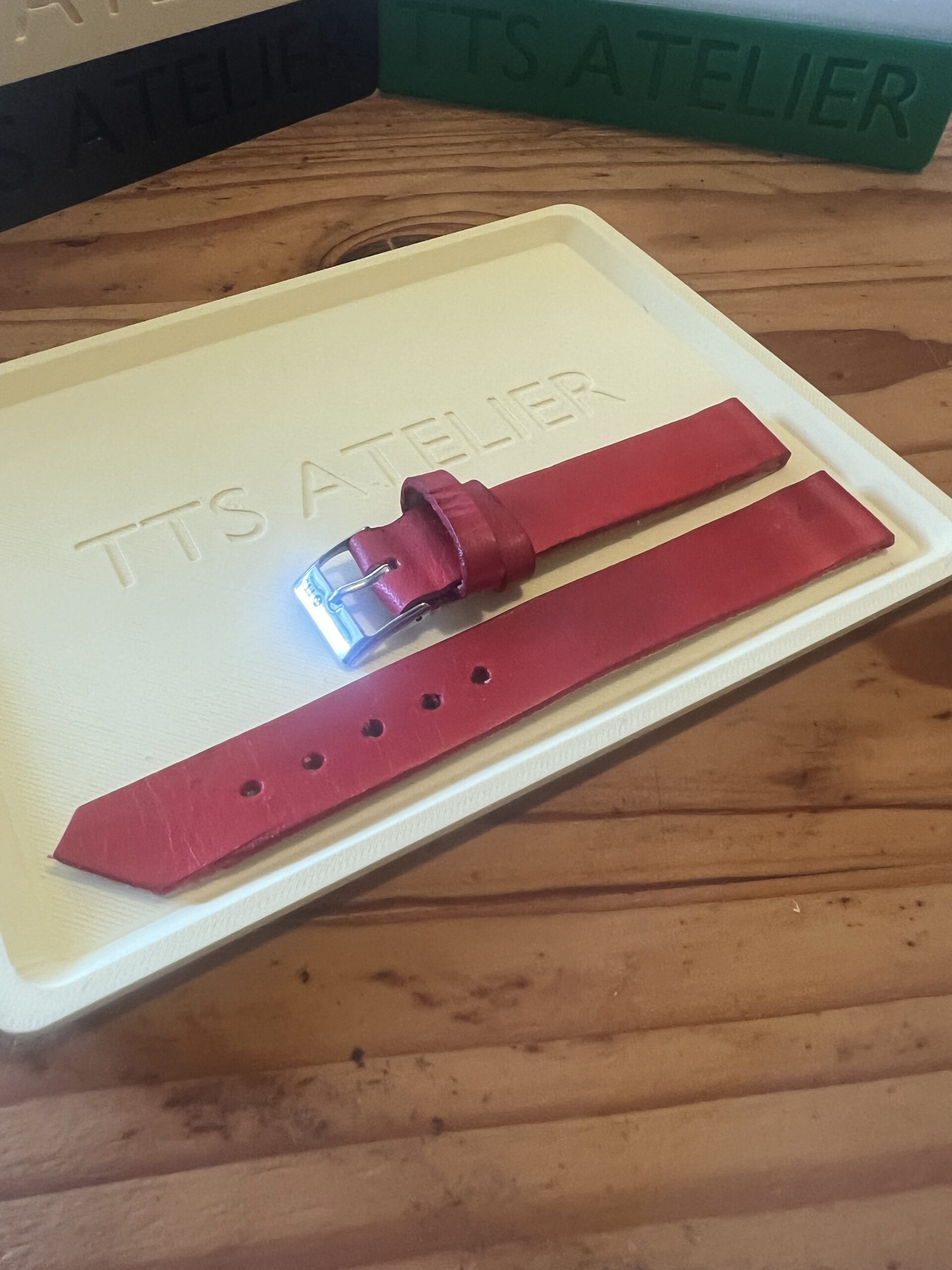 TTS Atelier Dyed Calf MontreHue series watch strap in Red — handmade dyed calf leather watch strap