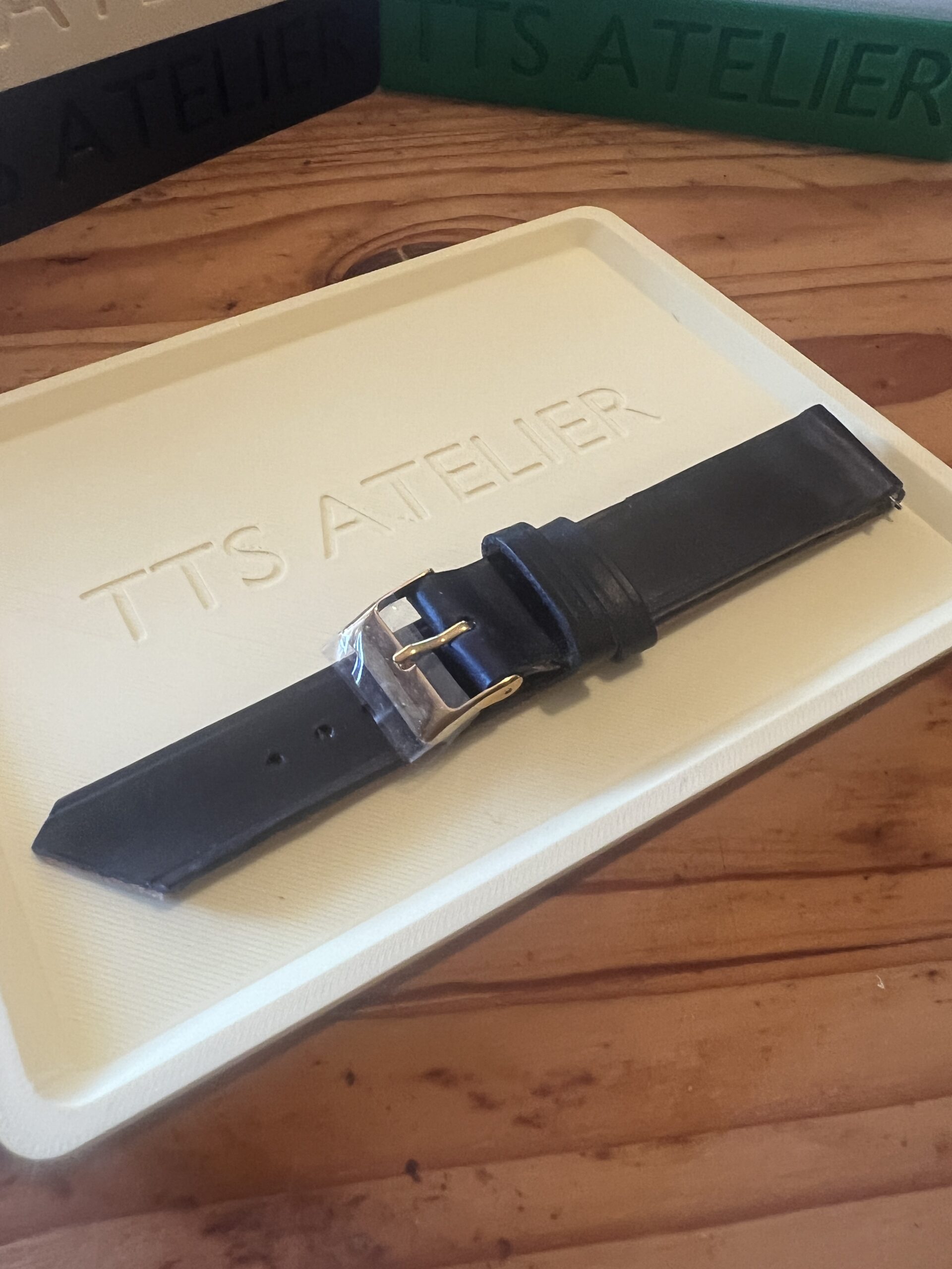 TTS Atelier Dyed Calf MontreHue series watch strap in Eggplant (Dark Purple) — handmade dyed calf leather watch strap