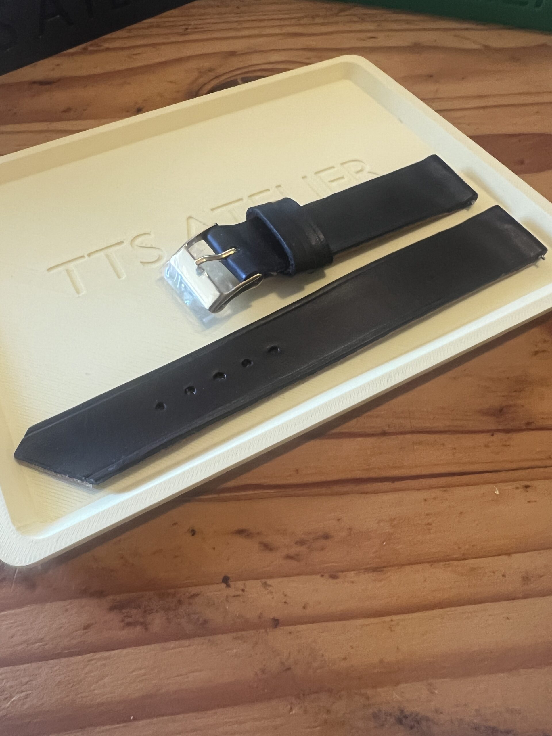 TTS Atelier Dyed Calf MontreHue series watch strap in Eggplant (Dark Purple) — handmade dyed calf leather watch strap