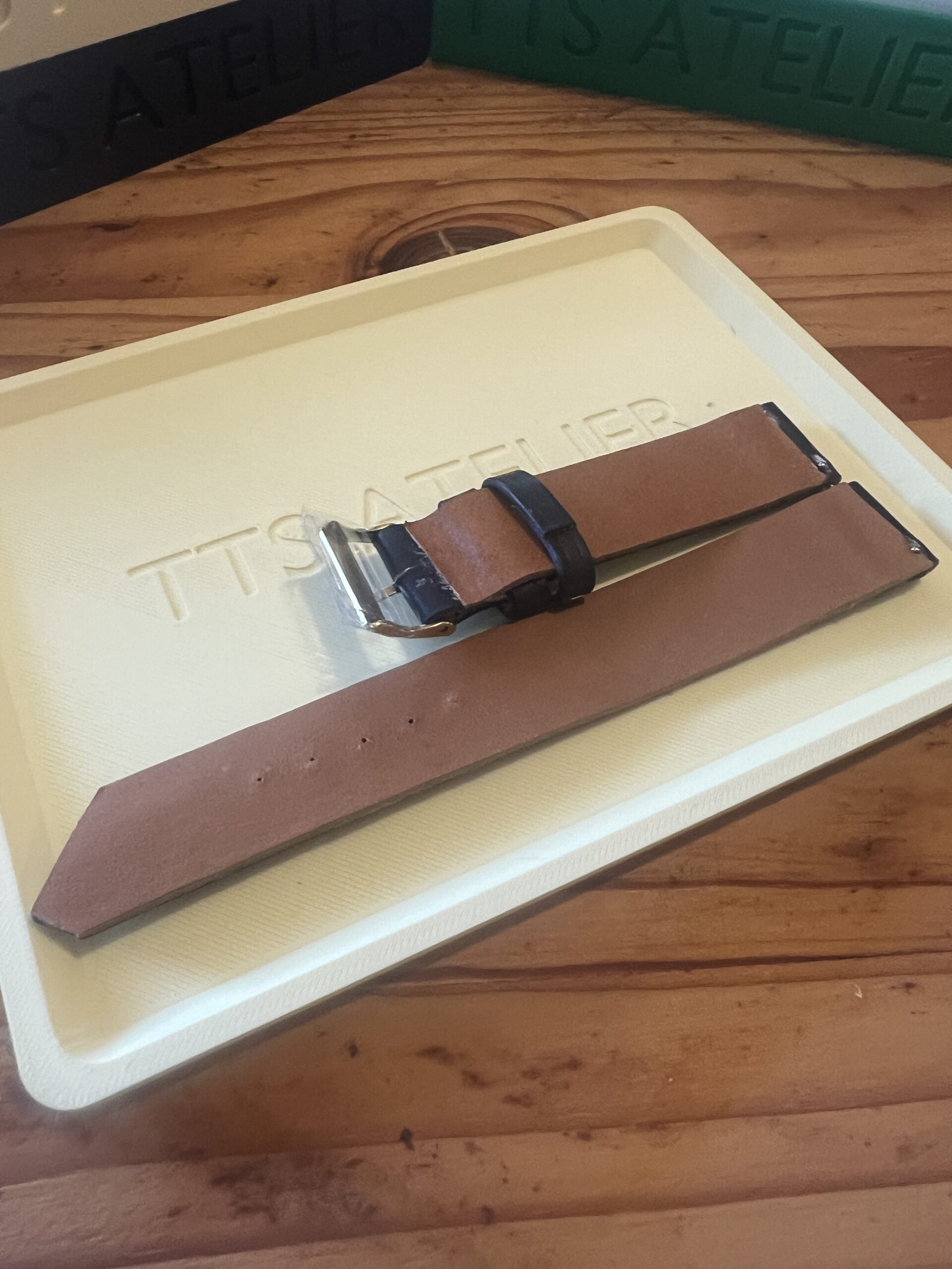 TTS Atelier Dyed Calf MontreHue series watch strap in Eggplant (Dark Purple) — handmade dyed calf leather watch strap